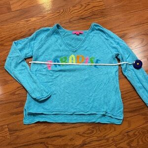 Lilly Pulitzer Blue 'Paradise' Long Sleeve Tee